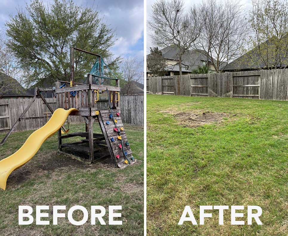 before and after swing set removal in Burlington NC